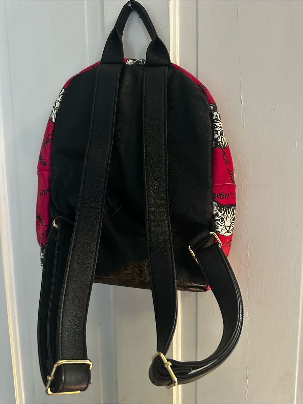 Betsey Johnson Hot Pink Kitten Cat Face Mini Backpack with Black Accents Be Mine - Picture 5 of 8